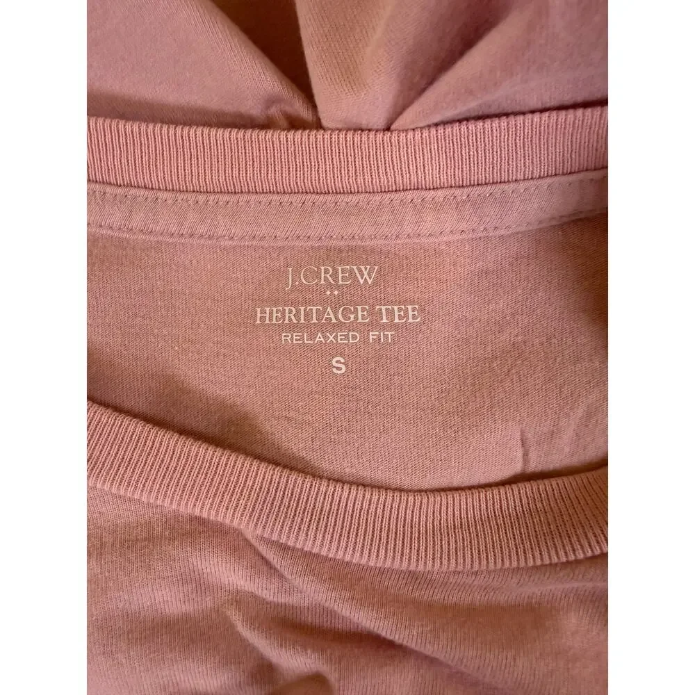 J.Crew Heritage Tee Women’s Small Pink Long Sleeve Relaxed Fit Cotton NWOT